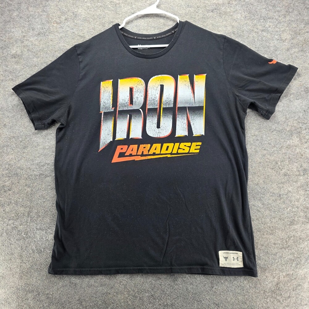 Under Armour Shirt Mens XXL Loose Iron Paradise Short Sleeve Black